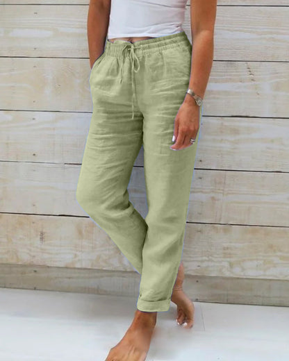 Allison - Luxe Cotton-Linen Tailored Trousers
