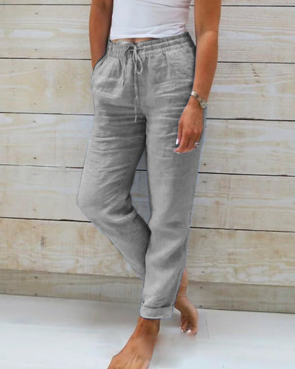 Allison - Luxe Cotton-Linen Tailored Trousers
