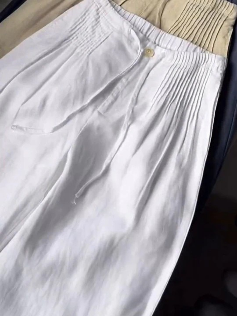 Camille | Wide-leg Pants in Cotton and Linen Blend