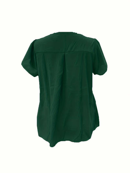 Basha | Ruffle Short Sleeve Blouse With Single Button
