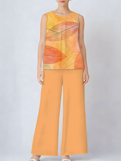Amber | Leaf Print Two-Piece Set