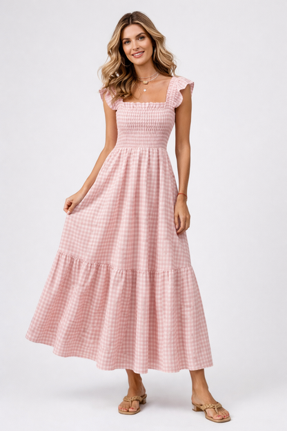Lily | Gingham Smocked Maxi Dress
