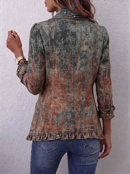 Bristow™ | Retro Gradient Textured Ruffle Jacket